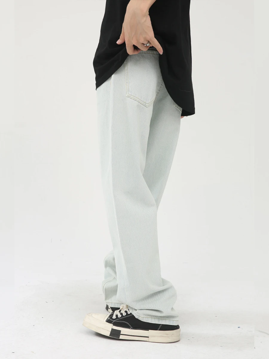 Four Seasons Light Blue Retro Jeans Men Loose Straight Korean Casual Versatile Trend Casual Pants Streetwear Ins Hot Sale JEANS