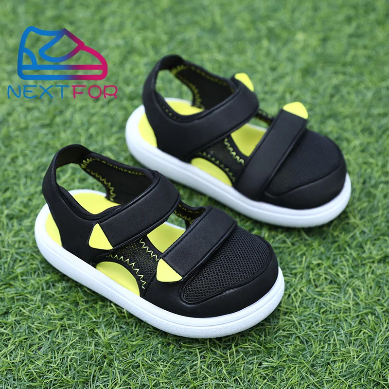 Сандалии пляжные для мальчиков, модные уличные босоножки для малышей, цвет зеленый/оранжевый, лето