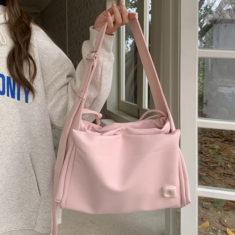 

Милые розовые сумки на плечо для женщин, дамские сумочки из мягкой искусственной кожи, тоуты, большие повседневные мессенджеры для книг для колледжа