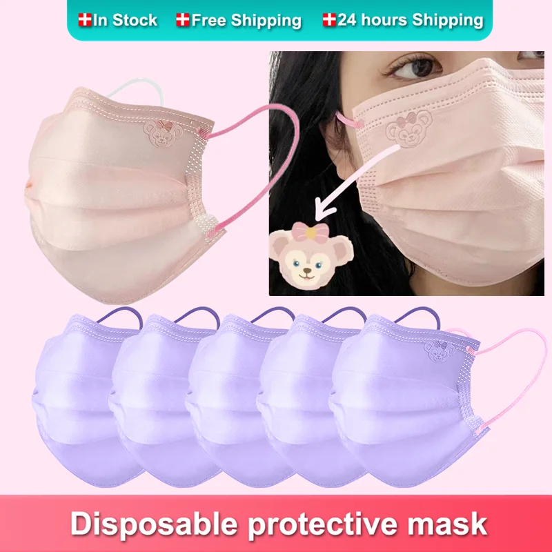 Одноразовые маски розового цвета, хирургические маски с одобрением, модные маски для взрослых с 3-слойной защитой, хирургические маски для рта.