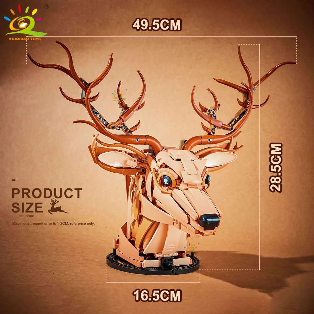 Творческая модель HUIQIBAO MOC: Волк олень Орел голова строительные блоки подвеска в