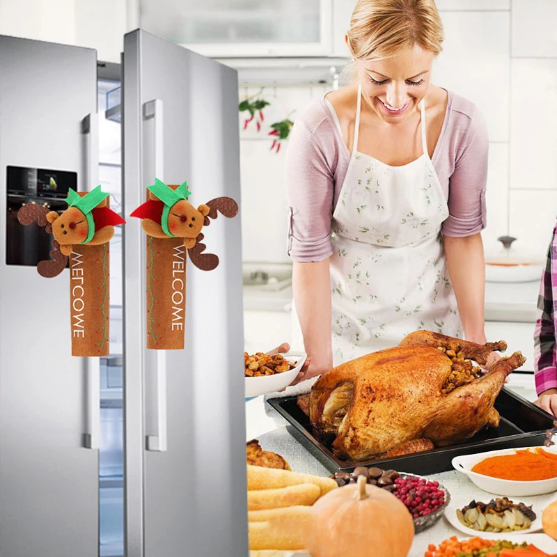 

1Pcs Kitchen Refrigerator Door Handle Knob Cloth Covers Christmas Decoration