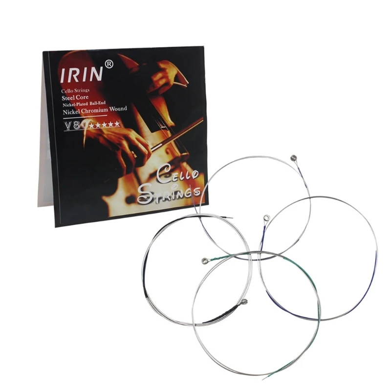 

4 String Cello String Sets, Medium Scale Medium Tension Steel Warm Tone Economical and Durable for Student Strings 448D