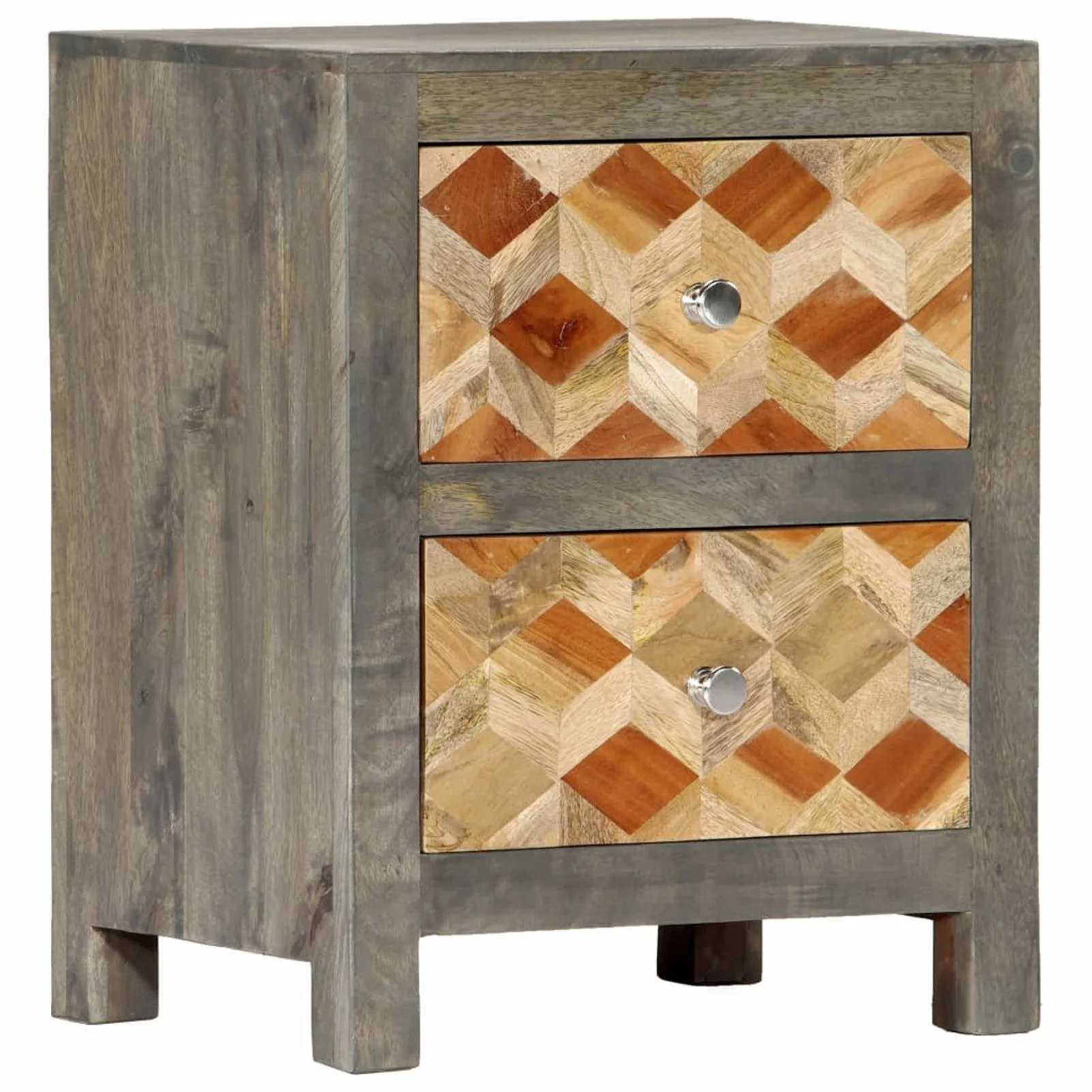 

Bedside Cabinet Gray 15.8"x11.8"x19.7" Solid Mango Wood