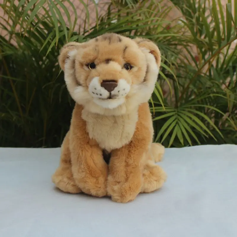 

cute plush high quality lion toy stuffed sqauting female lion doll kids' birthday gift about 25cm