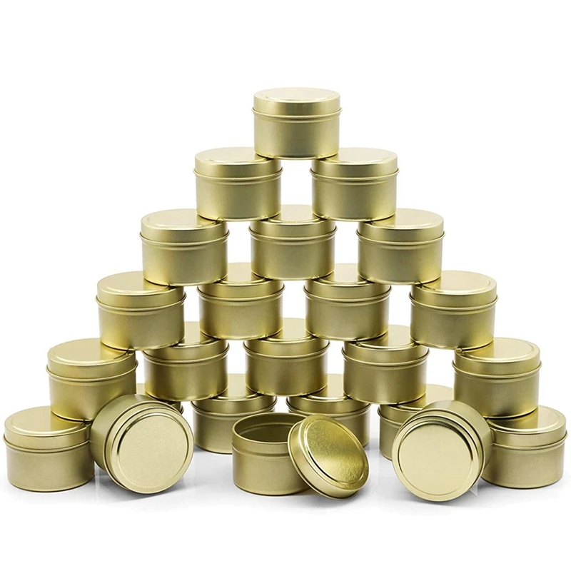 

24Pcs Candle Container Round Tin Can 6.5 X 4.5Cm Retro Candle Box With Lid,For Travel Storage, Camping Candle Making-ABUX
