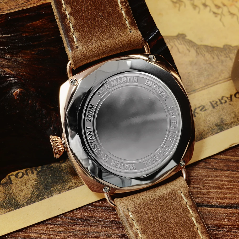 Часы San Martin Мужские механические бронзовые водостойкие 200 м |
