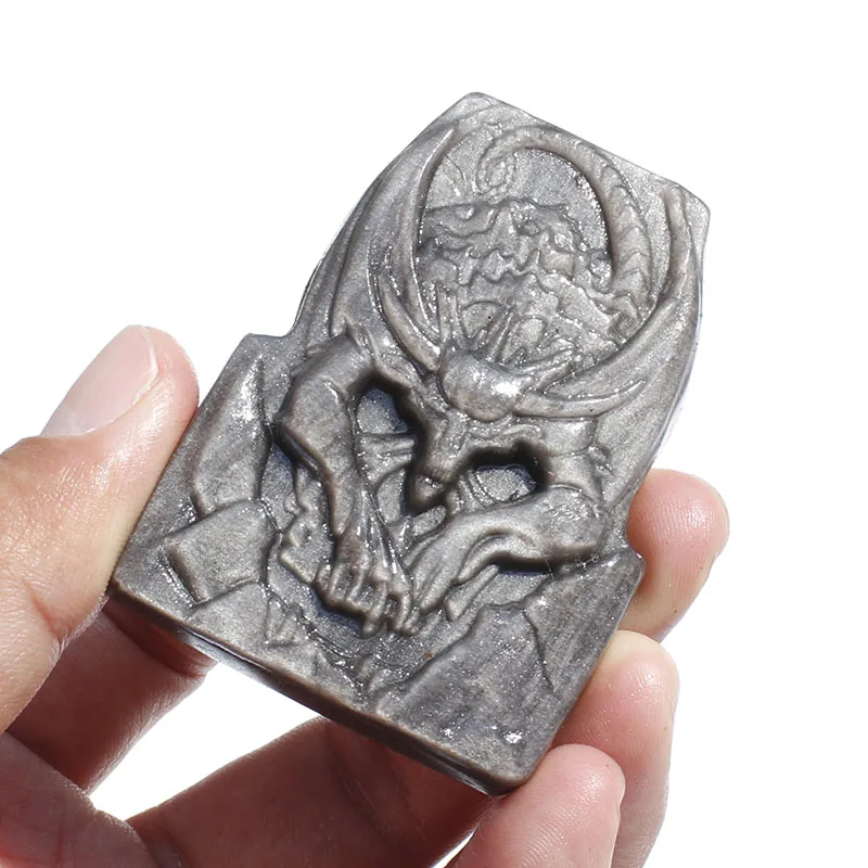 

1 Pcs Natural Golden Obsidian And Silver Obsidian Crystal Dragon