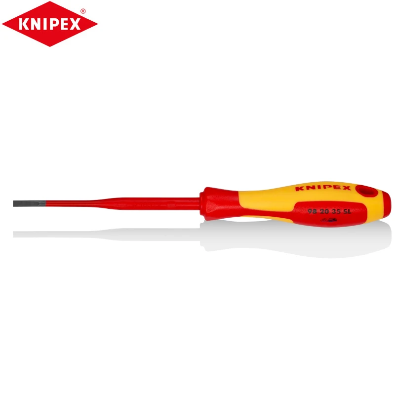 

KNIPEX 98 20 35 SL Screwdriver For Slotted Screws Handle Design Prevents Rolling High Quality Materials Exquisite Workmanship