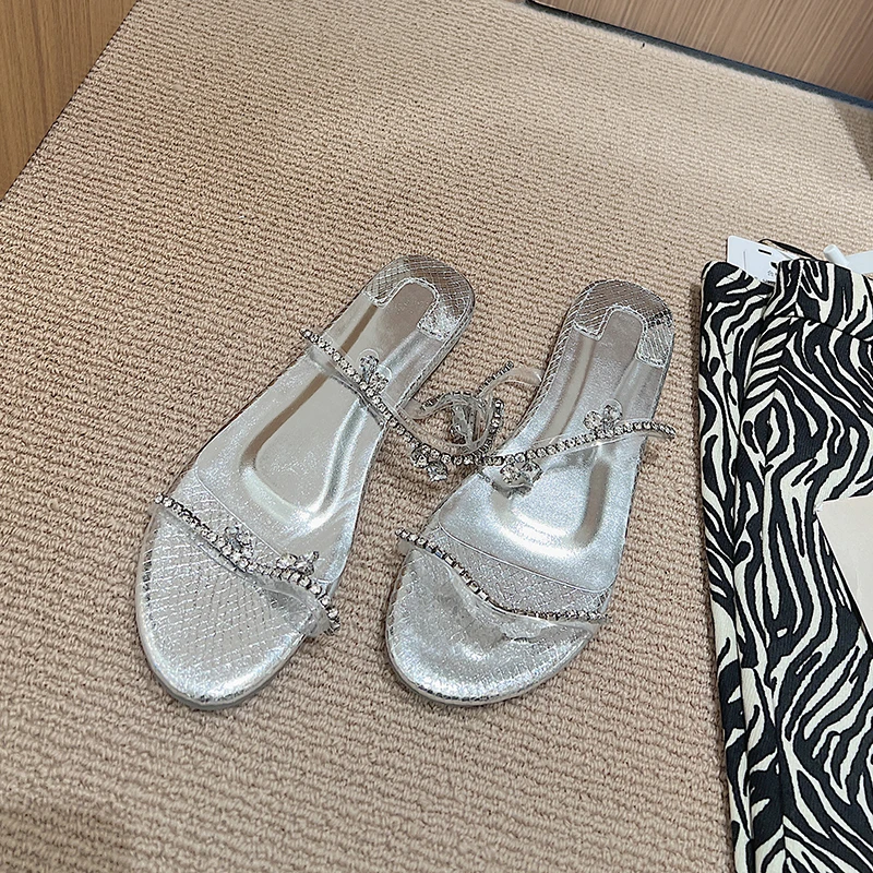 

String Bead Shoes Womens Slippers Outdoor Slides Fashion Rubber Flip Flops Pantofle Summer Luxury Hawaiian Flat Soft 2022 Rome P