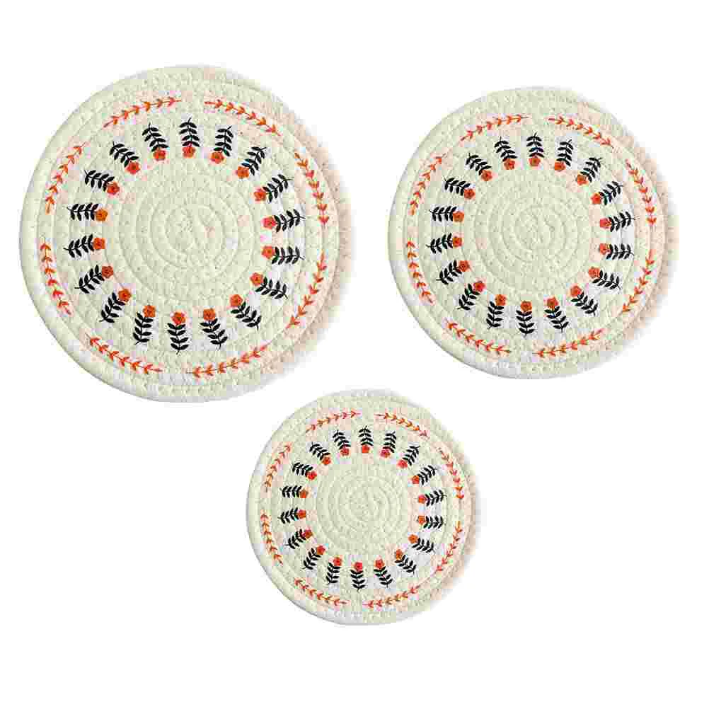 

3pcs Heat Insulated Coaster Cotton Placemat Insulation Mat Nordic Style Mat, Cup Coaster for Decor Office Restaurant Home
