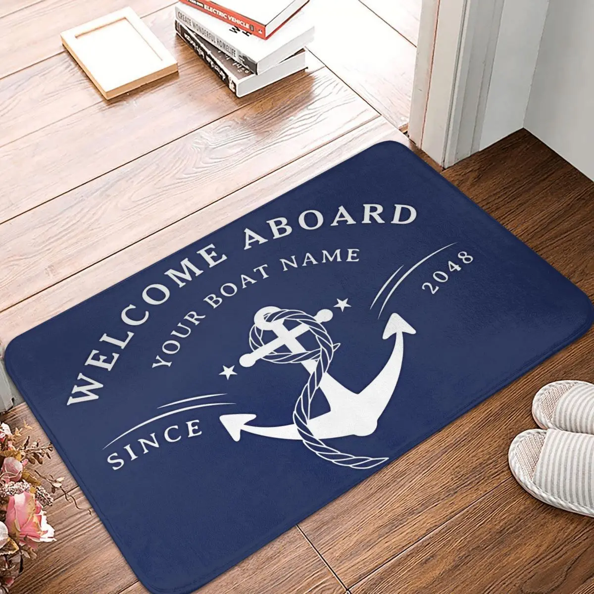 Морской коврик для ног с якорем на борту кухня душ темно-синий ванной