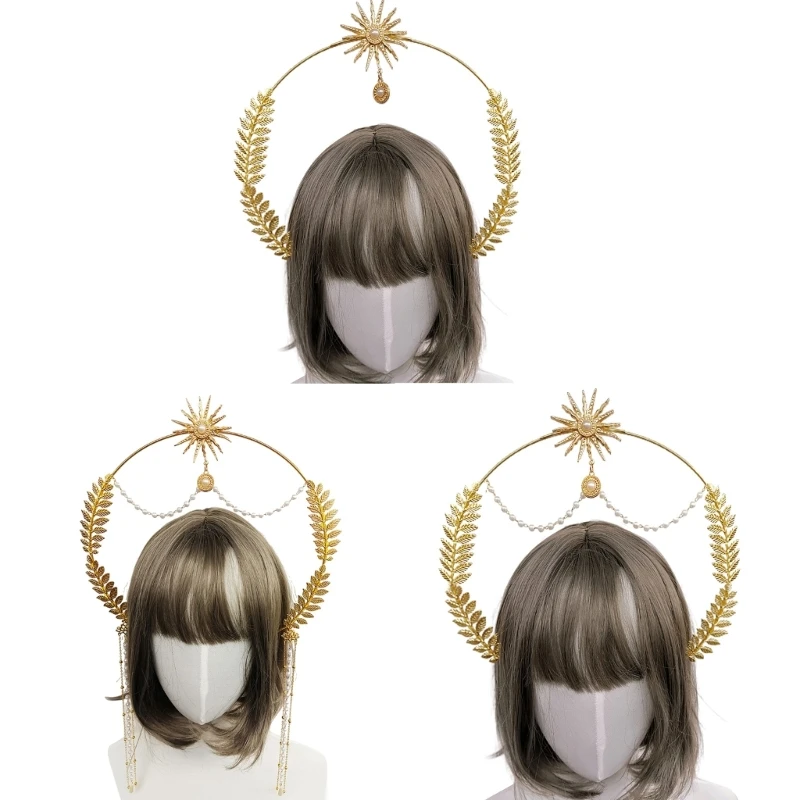 

Women Headpiece for Church Elegant Goddess Crown Hairband Bachelorette Party Headband Lolita-Style Headdress Accessories NEW