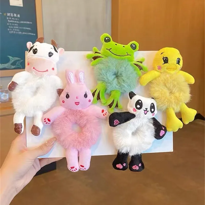 

Kawaii Women Elastic Hair Rubber Plush Bear Rabbit Scrunchie Cartoon Elastic Hair Bands Headband For Girls Hair Accessories