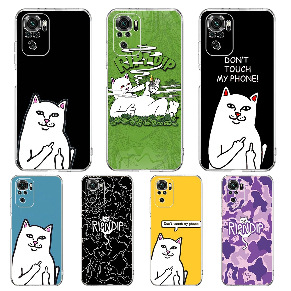 

Middle Cute Fingers Cat Phone Case Cover for Redmi Note 10 11 12 7 8 8T 9 K40 Gaming 9A 9C Pro Plus Transparent Silicone Shell
