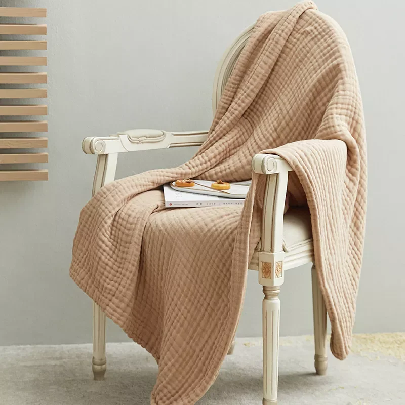 

Cotton 6 Layer Gauze Blanket Solid Color Comfortable Sofa Throw Blanket Suitable For Baby Swaddl Quilt Adult Comforter