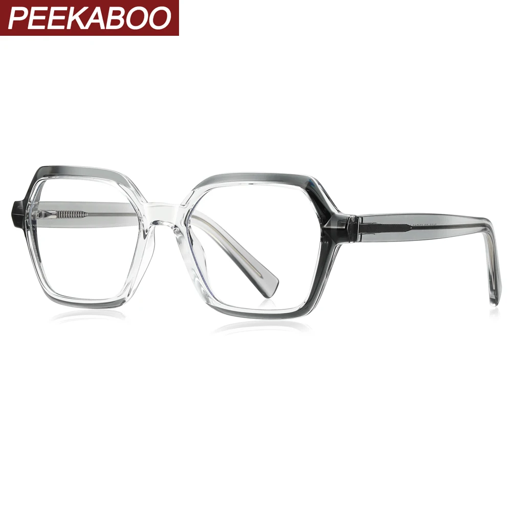 

Peekaboo, градиентные очки tr90, синий светильник, шестигранные женские большие квадратные очки в оправе, женские прозрачные линзы из ацетата CP, ф...
