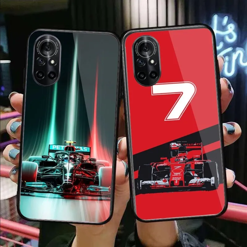 

F1 Formula Phone Case For Huawei P50 P40 P30 P20 Pro Mate 40 30 20 Pro Nova 9 8 7 PC Glass Phone Cover