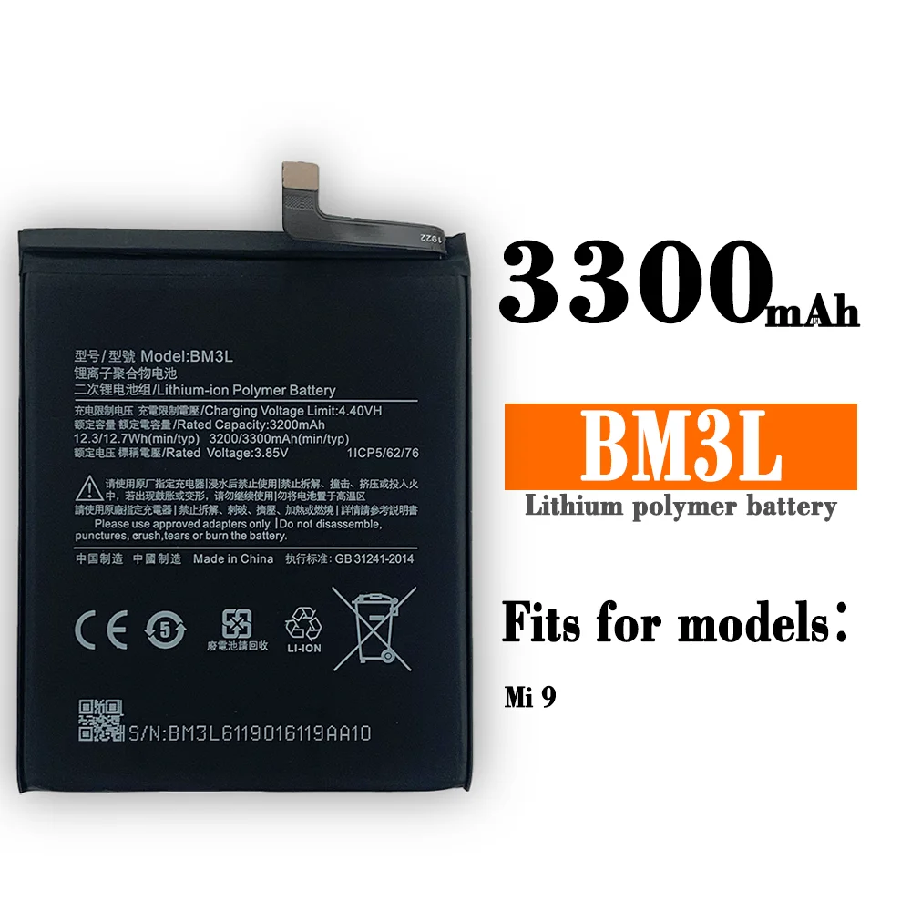 

Xiao mi 100% Original Replacement Battery For Xiaomi 9 MI9 M9 MI 9 Xiaomi9 BM3L Genuine Phone 3300mAh Replacement Batteria