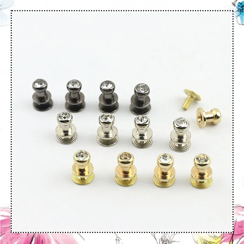 

10Pcs 6mm Copper Diamond Nipple Nail Screw Decoration Rivet Buckle Bag Strap Studs Button Belt Monk Head Nail Buckles