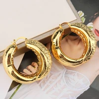 gold large hoop earring for women fashion jewelry round long earrings ladies earrings african gold plated jewelry