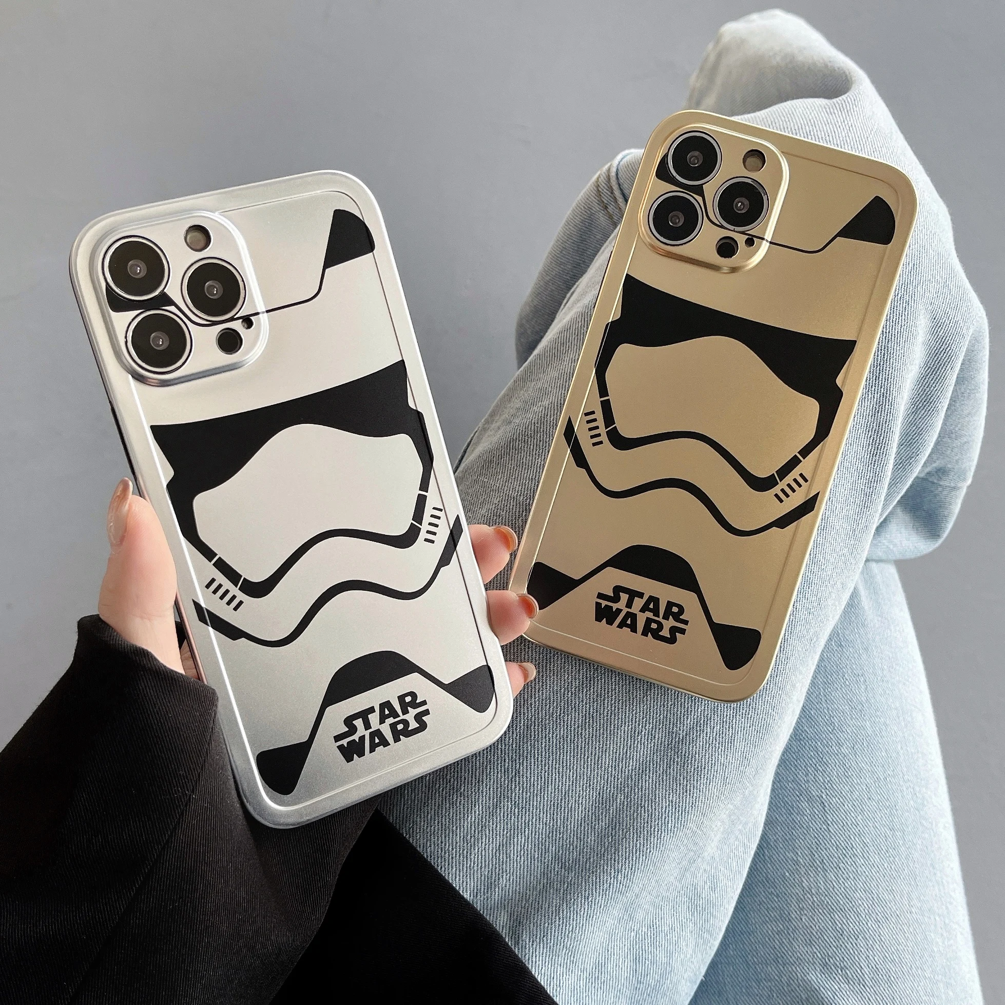 

Star Wars Plating Fashion Phone Cases For iPhone 13 12 11 Pro Max Mini XR XS MAX 8 X 7 SE 2020 Couple Anti-drop Soft Cover