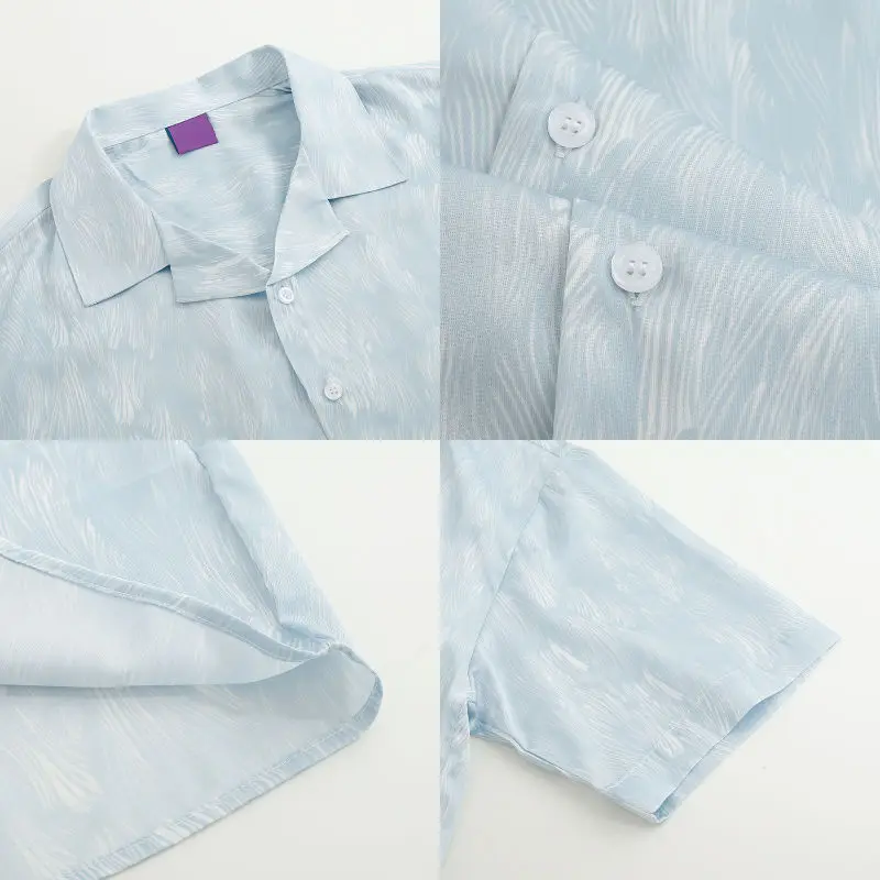 Casual Personality Design Sag Button Male Shirt 2022 Summer Short Sleeve New Trendy Man Thin Loose Lapel Fashion Trend T-shirt