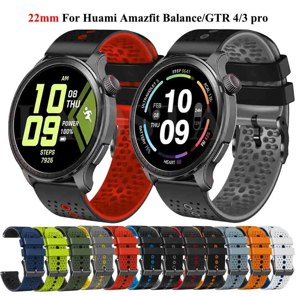 Фото Ремешок силиконовый для часов Huami Amazfit Cheetah Pro, сменный Браслет для Amazfit Balance GTR 4 3, аксессуары для часов, 22 мм №1
