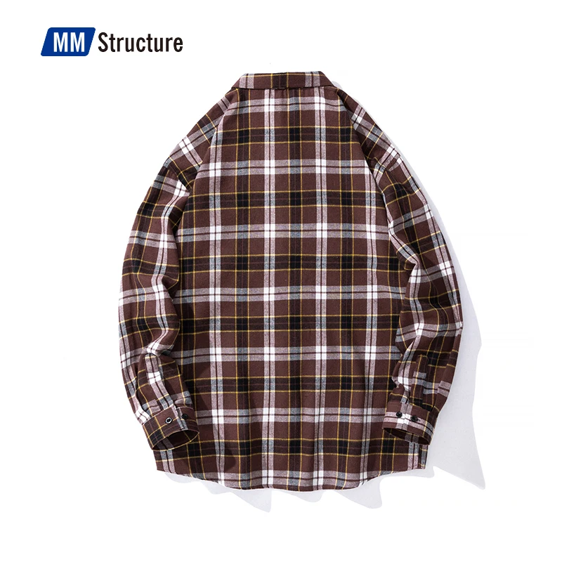 Men Oversized Cotton Plaid Shirt 2022 Hip Hop Up Long Sleeve Couple Korean Harajuku Clothing Male Japanese Blouse |