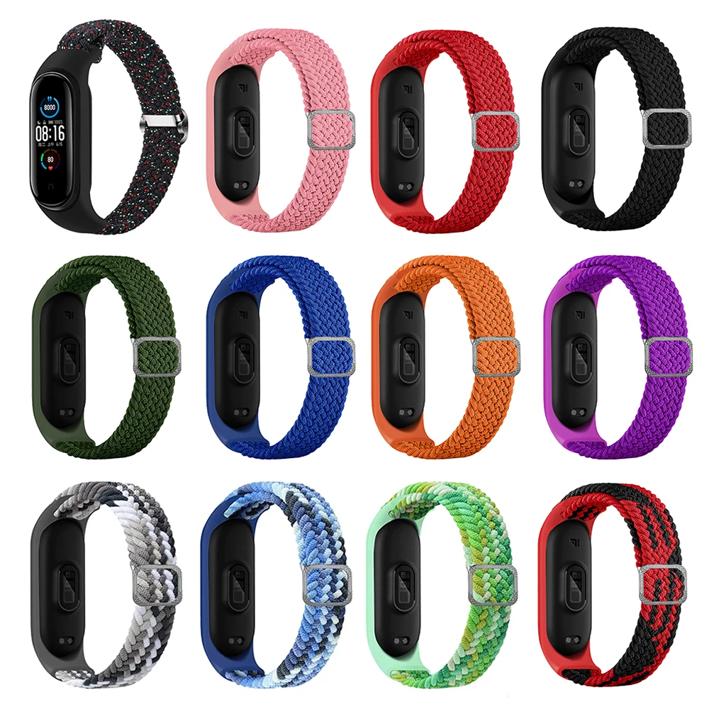 

Нейлоновый ремешок для Xiaomi Mi Band 7 6 5, эластичный плетеный нейлоновый браслет