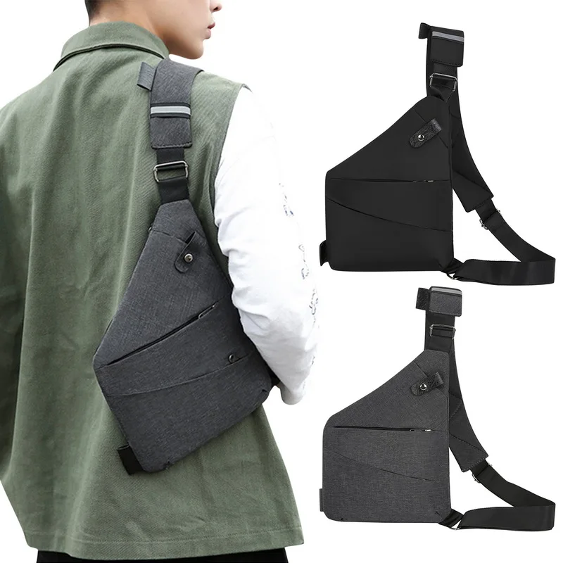 Outdoor Sports Shoulder Bag Casual Men'S Chest Bag Business Portable Handbag Messenger Bag Nylon Canvas Travel Fashion Pocket