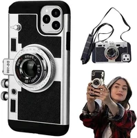 3d retro camera case for iphone 13 pro 12 max mini 11 pro max x xs xr 7 8 plus 6 6s se camera phone pu leather