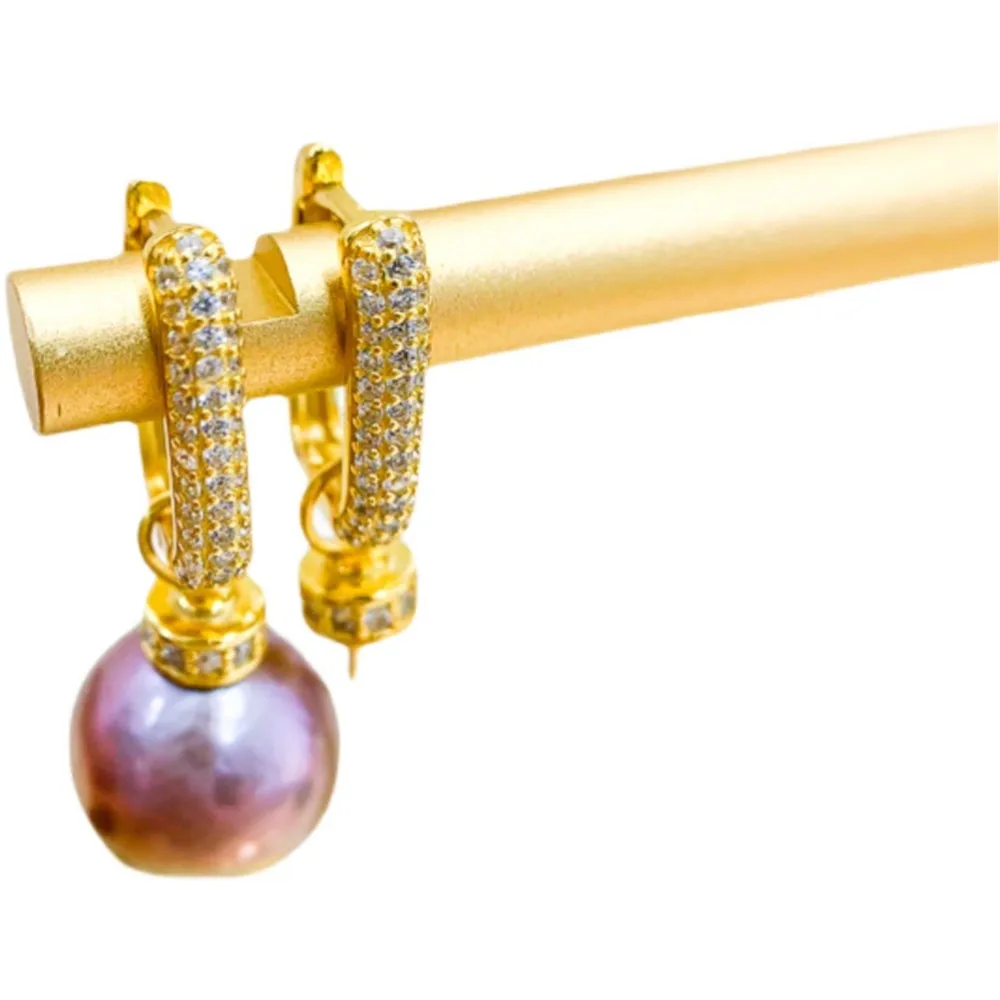 S925 Sterling Silver Pearl Beads Stud Earrings Setting Base Diy Jewelry Making Findings&Components