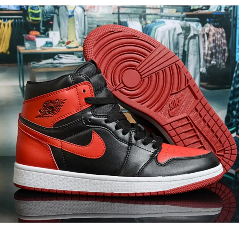 

Кроссовки для баскетбола Nike Air Jordan 1 Mid, дышащие, красные, для мужчин и женщин