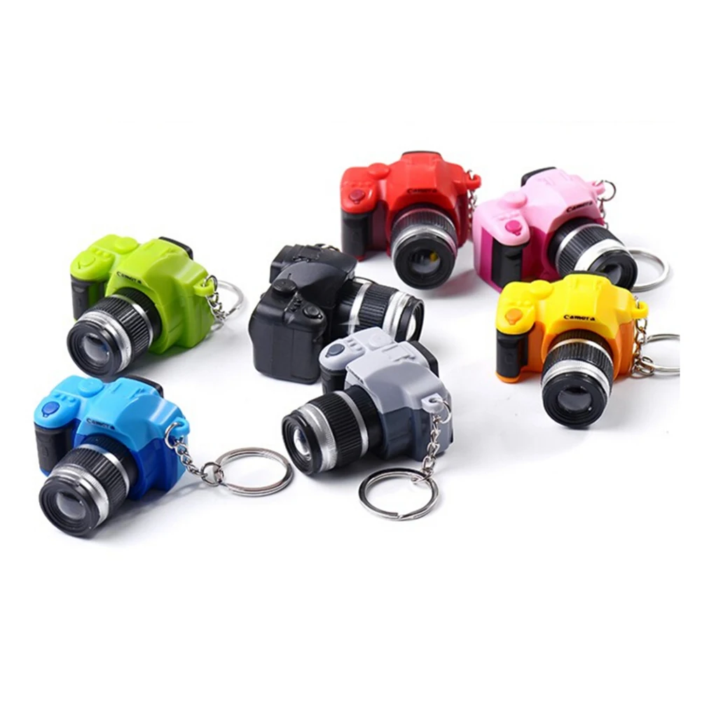 

Funny Camera Car Key Chains LED Luminous Sound Glowing Pendant Keychain Bag Accessories Plastic ToyKids Digital SLR Camera