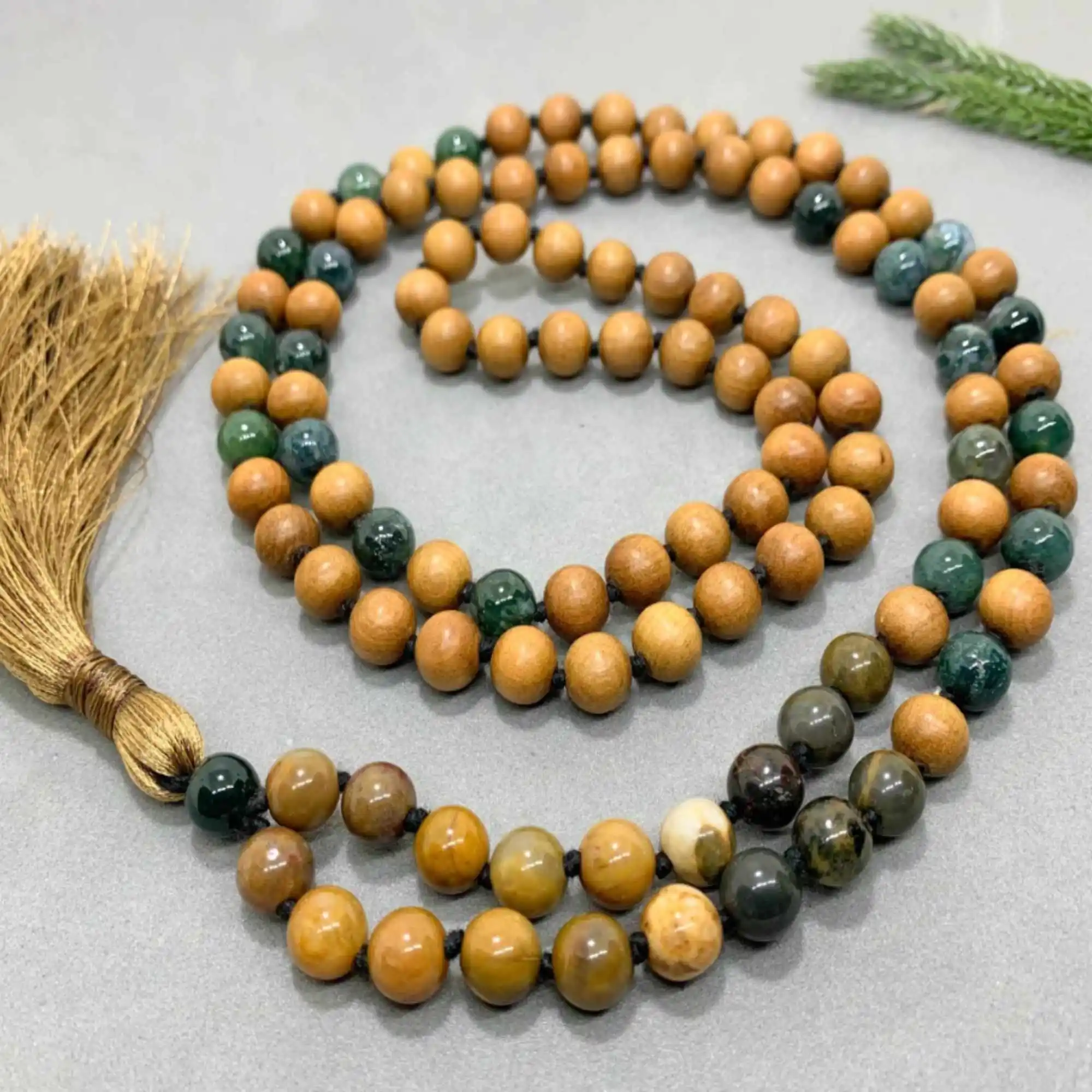 

8mm Natural knot wooden picture jasper gemstone beads necklace Thanksgiving Day Emotional Classic National Style Fancy Cuff