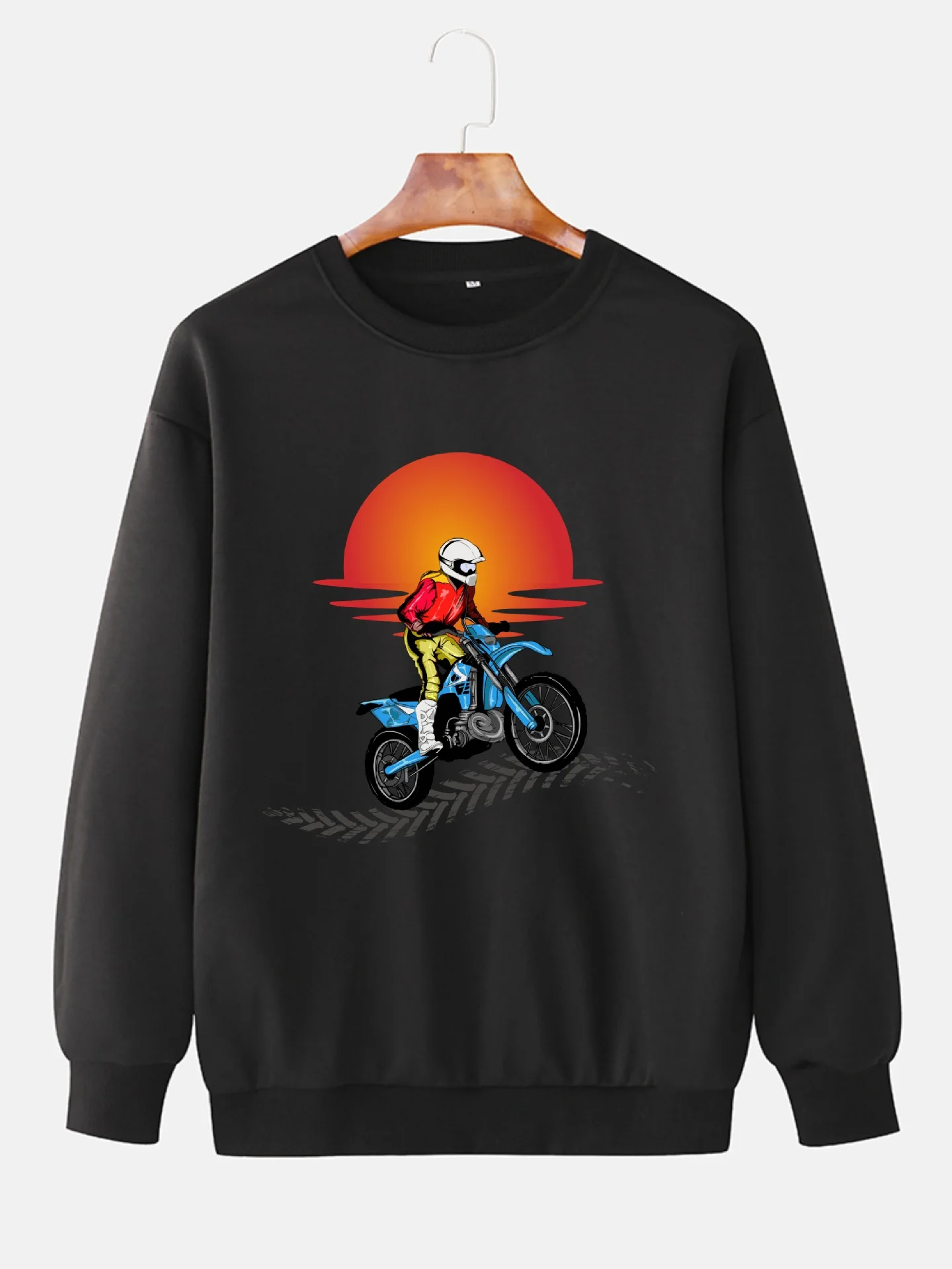 

Men's Oversized Reflective Pattern Print Pullover Bottoming Shirt Loose Casual Cotton Comfortable Round Neck Long Sleeve Top