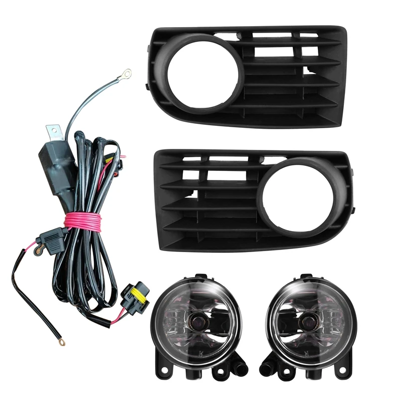 

Car Front Bumper Fog Lamp Front Fog Lamp With Bulb + Grille + Wiring Harness Suitable For Golf 5 A5 MK5 2004 - 2009