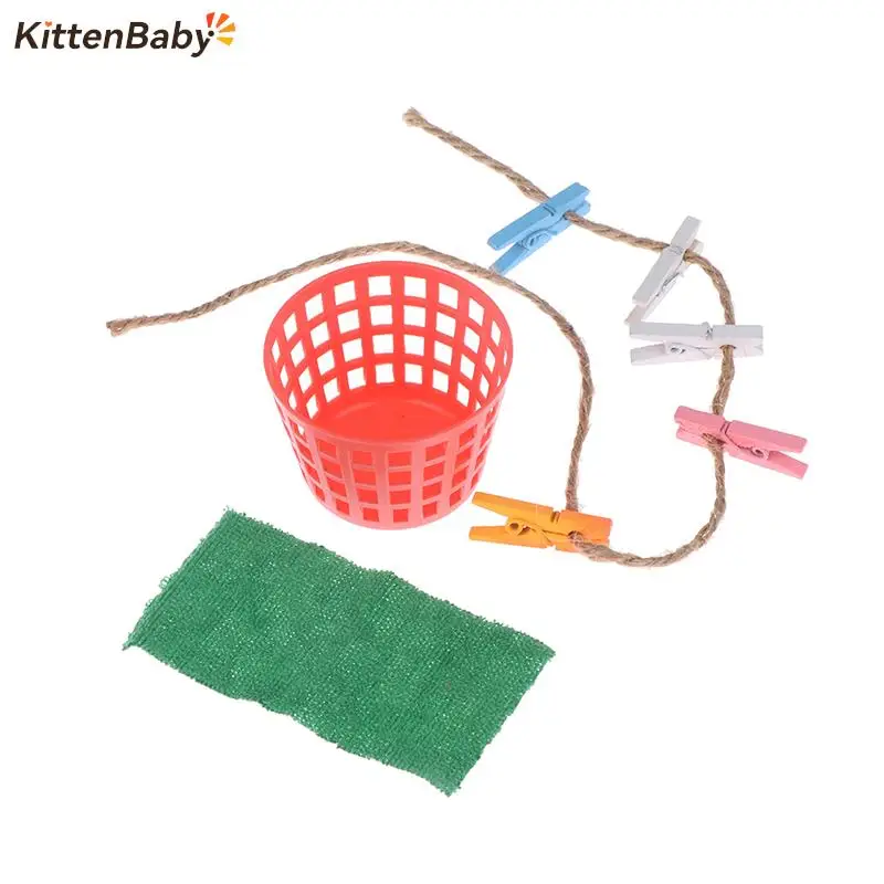 

1 Набор миниатюрная корзина для хранения для кукольного домика, зажим для полотенец, модель «сделай сам», аксессуары для декора мебели, игрушки