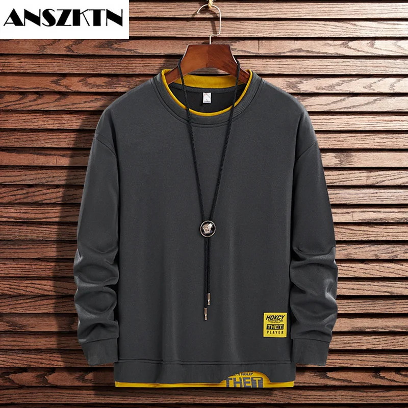 

ANSZKTN Long sleeved t-shirt men's sweater spring 2021 new trend tide brand spring bottomed shirt spring clothes