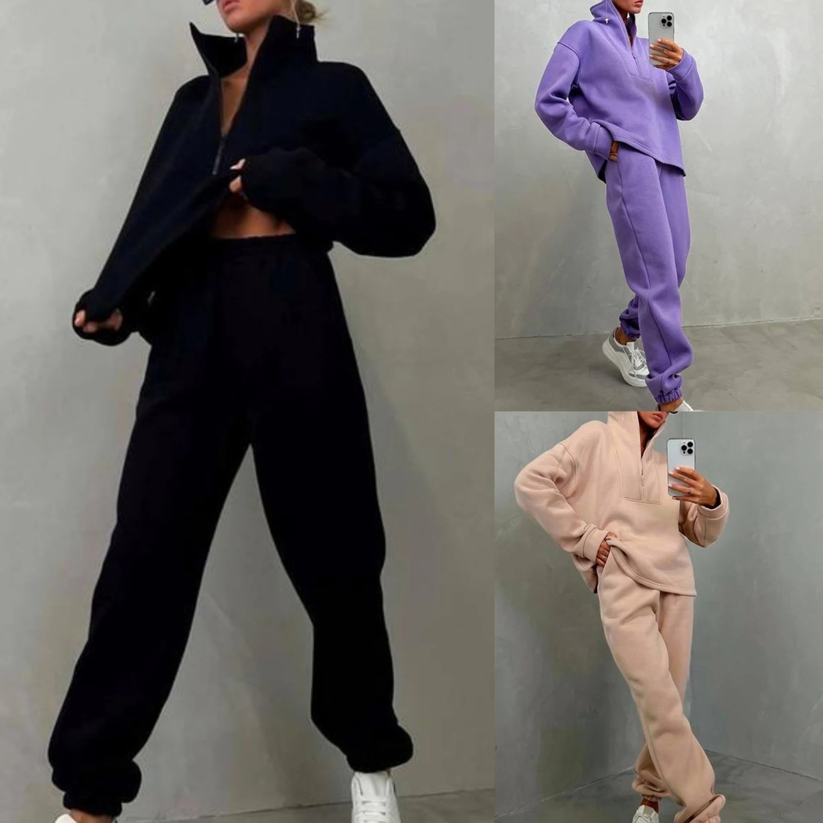 

Tracksuit Women 2 Piece Set Hip Hop Men Sports Wear Fashion Clothing Solid Color Sweatsuit Jogging Suit Women Running Clothes