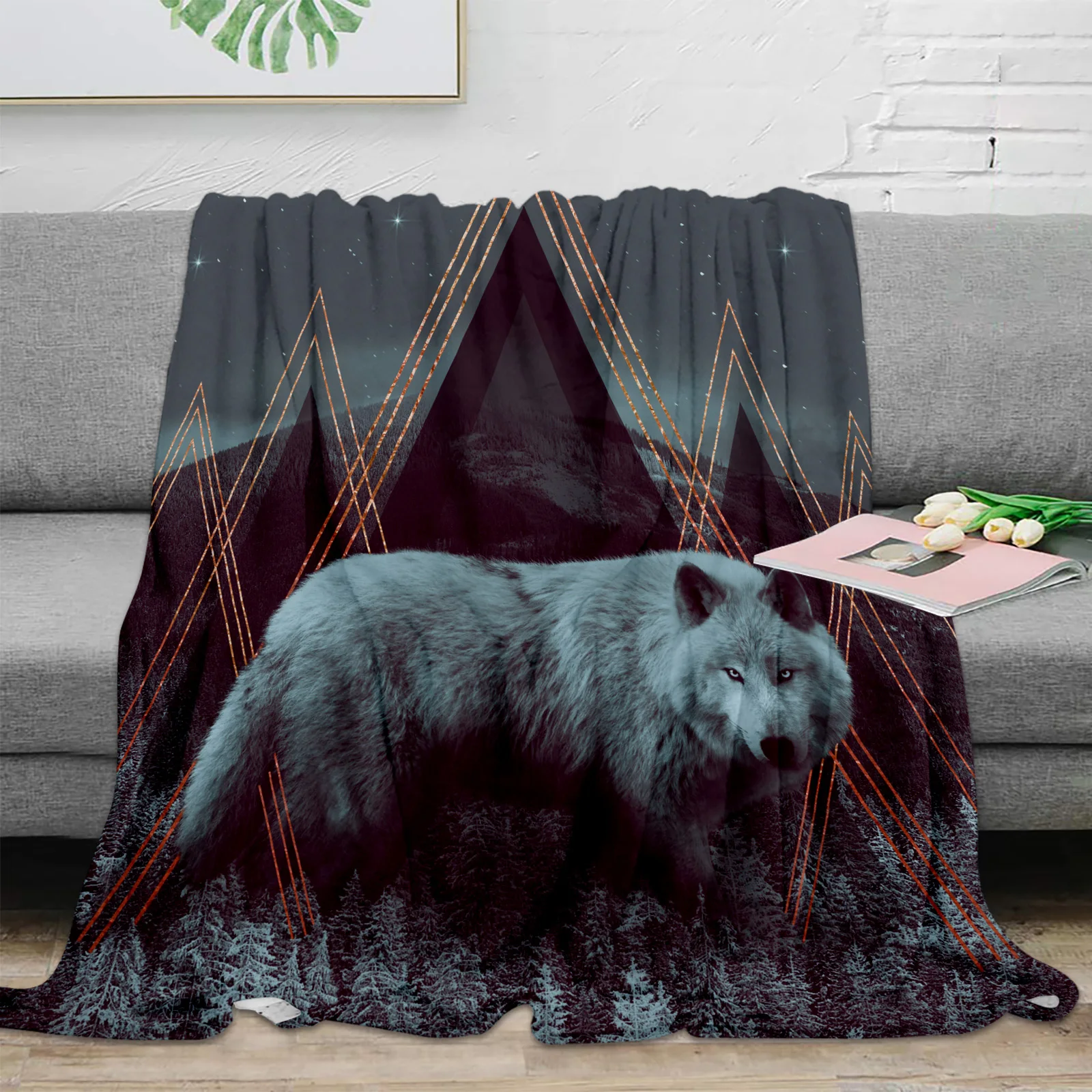 

Forest Wolf Throw Blanket For Sofa Bed Bedroom Bedspread Soft Microfiber Flannel Throw Blanket For Kids Gifts