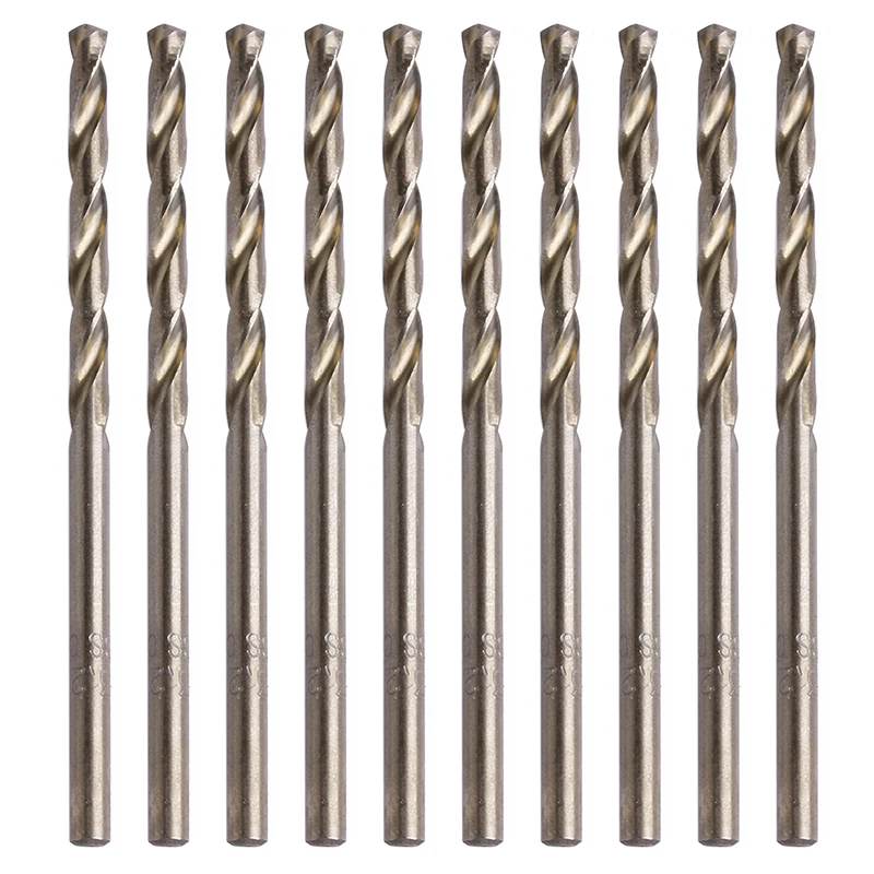 

10x Durable Cast Iron Hard Plastic HSS Twist Drill Bits Set Round Shank Coated Surface For Drilling woodworking