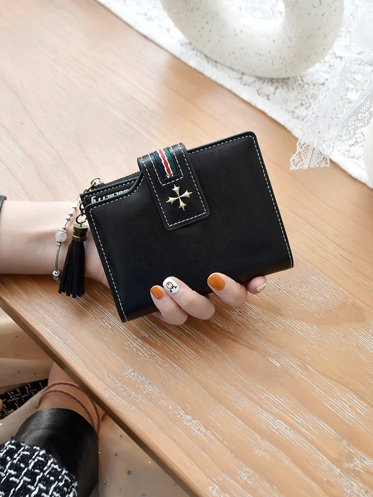 

Новый Кошелек женский короткий кошелек из искусственной кожи для студентов корейский многофункциональный кошелек Для водительских прав м...