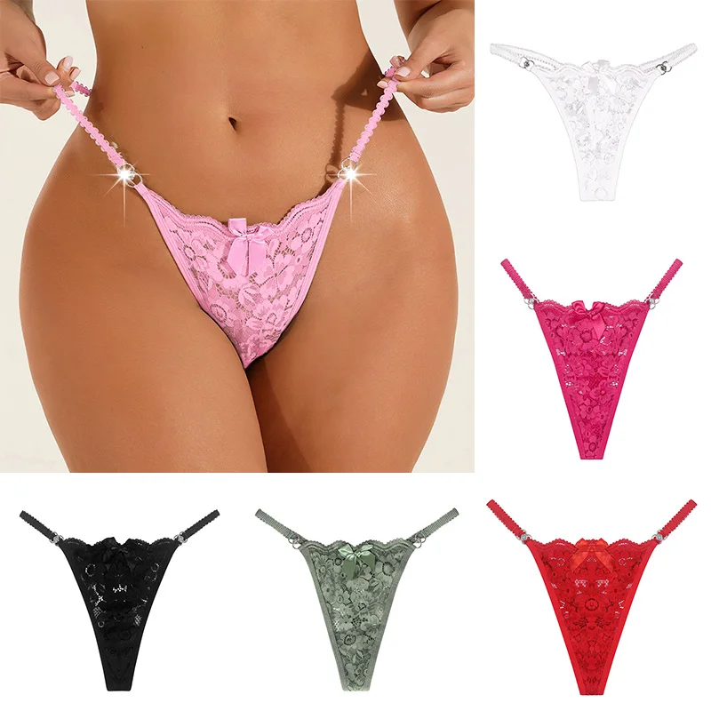 

Sexy Panties Women Lace Bowknot G-String Thongs Low Waist T-Back Underpants Ladies Intimates Temptation Underwear