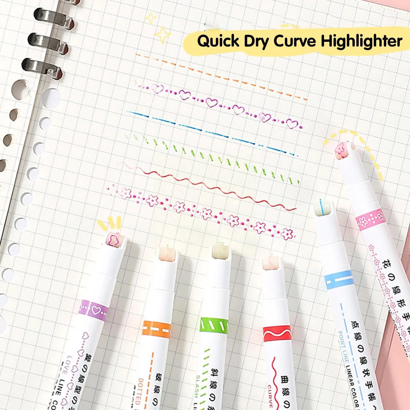 

6 Colors/box Flower Contour Pen Highlighter Wave Pen Pen Set Cute Curve Kawaii Stationery Marker Fluorescent Marker Art Jap I1j5