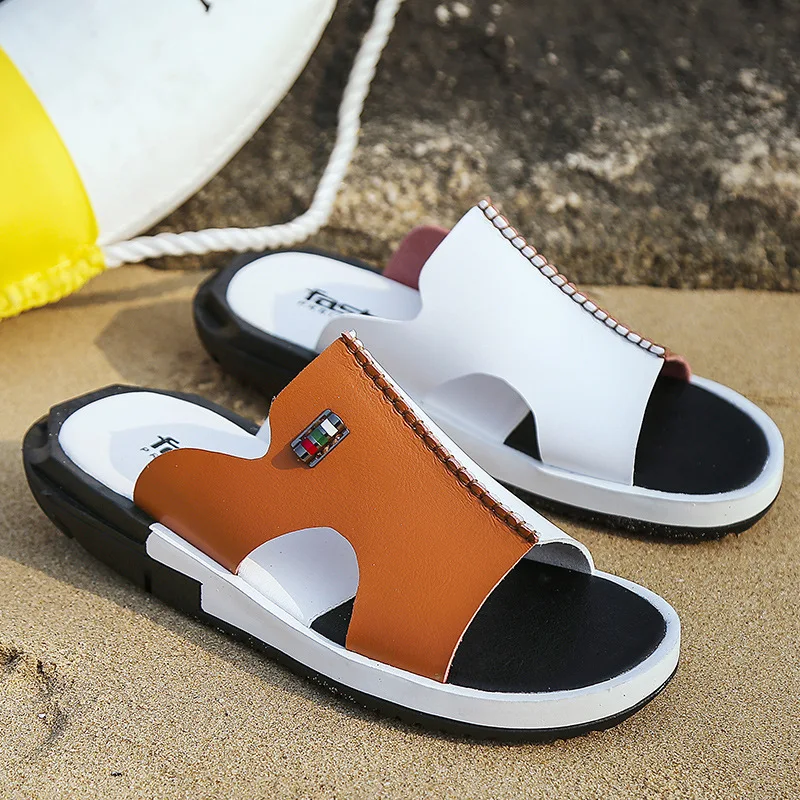 

Slipper Man Outdoors Korean Version Large Size Beach Sandals Personality Trend Fashion Male Shoes Chanclas Hombres Verano