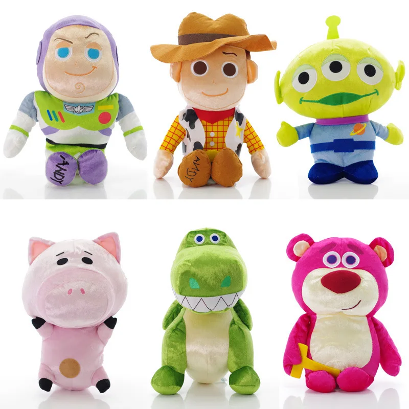 

Diseny Toy Story Kawaii Plush Toys Buzz Lightyear Woody Alien Hamm Strawberry Bear Anime Figure Cute Dolls Plushes Kids Gift