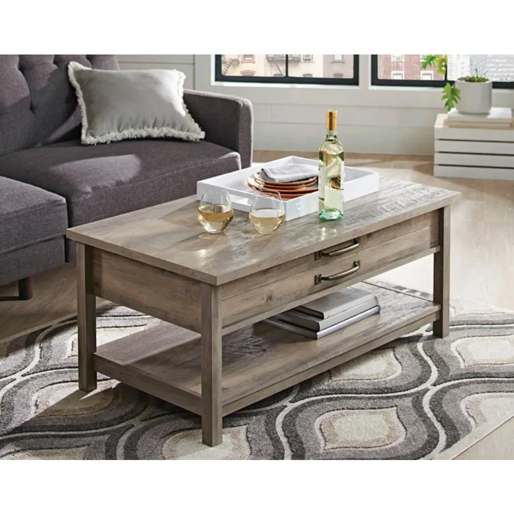 

Better Homes & Gardens Modern Farmhouse Rectangle Lift-Top Coffee Table, Rustic Gray finish,43.15 x 23.47 x 18.07 Inches