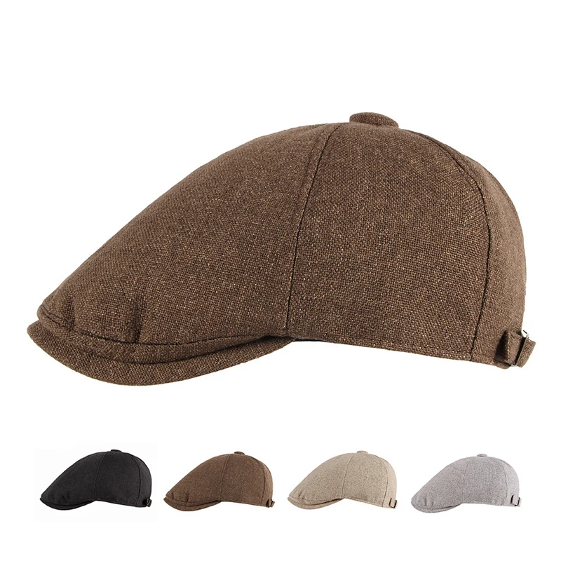 

Spring Summer Autumn Linen Beret Men's British Vintage Cap Casual Forward Cap Gatsby Painters Hats Ivy Hat Gorro Hombre Boina